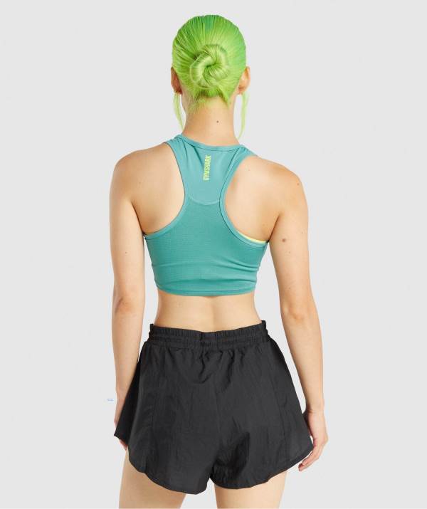 Damske Tielko Gymshark Pulse Crop Tyrkysové | VW0654289